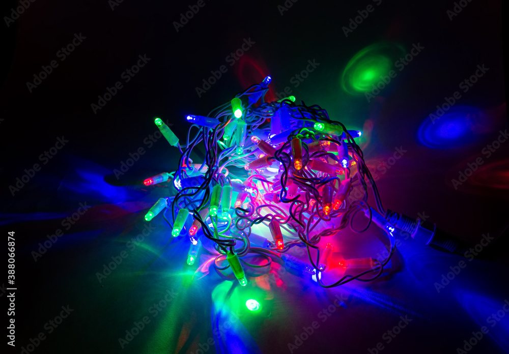 Christmas garland with mutti color led and transparent wire in ball Christmas garland with mutti color led and transparent wire in ball
