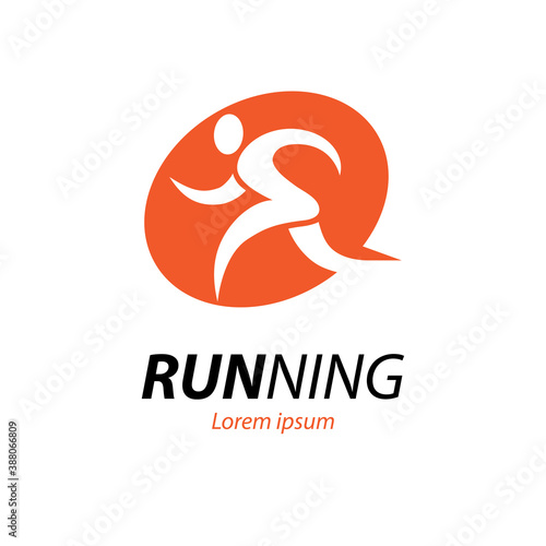 Running logo with abstract runner silhouette.