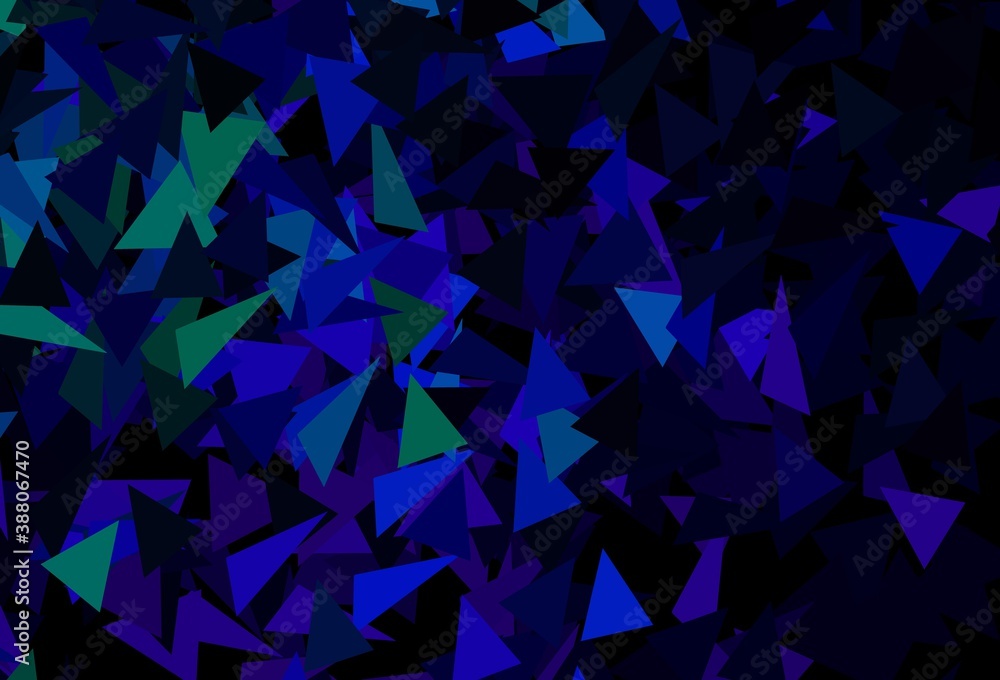 Naklejka premium Dark Blue, Green vector backdrop with lines, triangles.