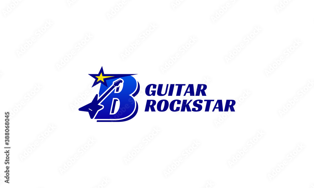 letter B electric guitar alphabet logo letter B electric guitar alphabet logo