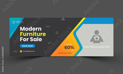 modern furniture sale social media facebook cover template