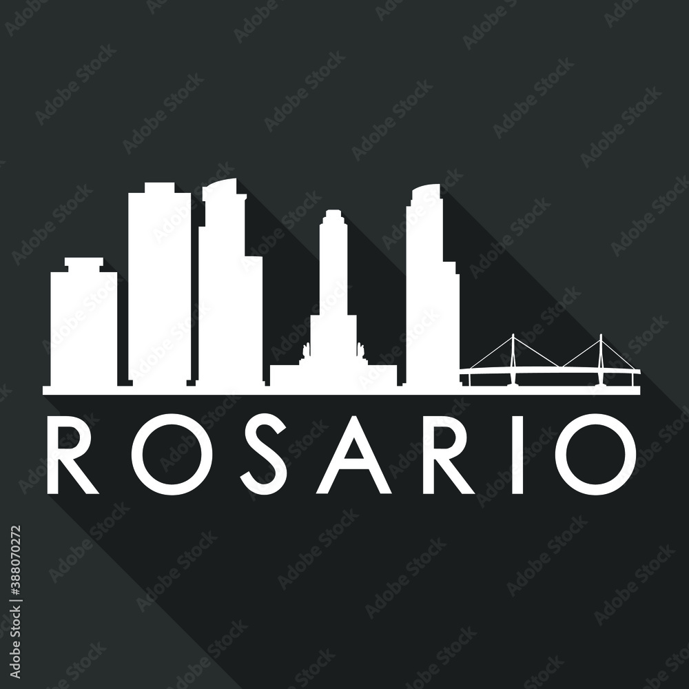 Rosario Argentina Flat Icon Skyline. Silhouette Design City Vector Art. Famous Buildings Vector.