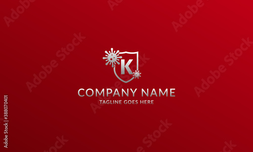 letter K anti viral shield logo template for company product or volunteer