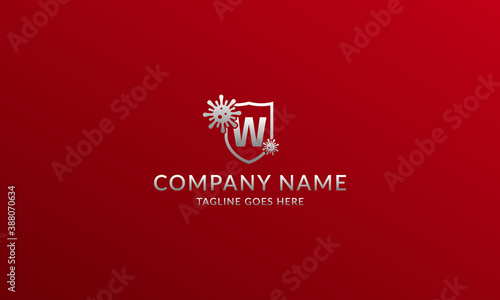 letter W anti viral shield logo template for company product or volunteer