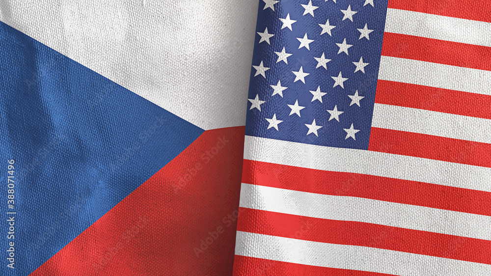 Obraz premium United States and Czech Republic two flags textile cloth 3D rendering