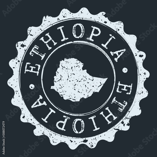 Ethiopia Map Seal. Silhouette Postal Passport Stamp. Round Vector Icon Postmark.