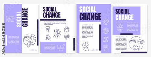 Social change brochure template. Activists movement. Flyer, booklet, leaflet print, cover design with linear icons. Vector layouts for magazines, annual reports, advertising posters