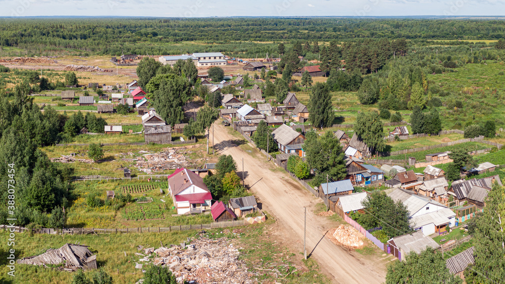 Russian village from above drone