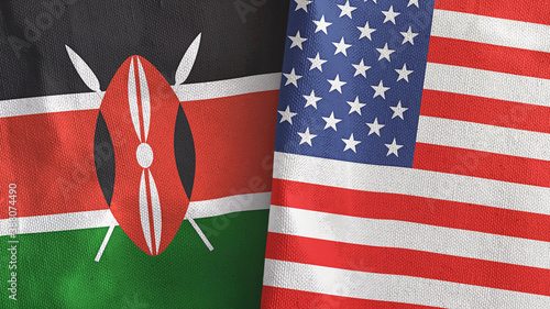 Fototapeta Naklejka Na Ścianę i Meble -  United States and Kenya two flags textile cloth 3D rendering