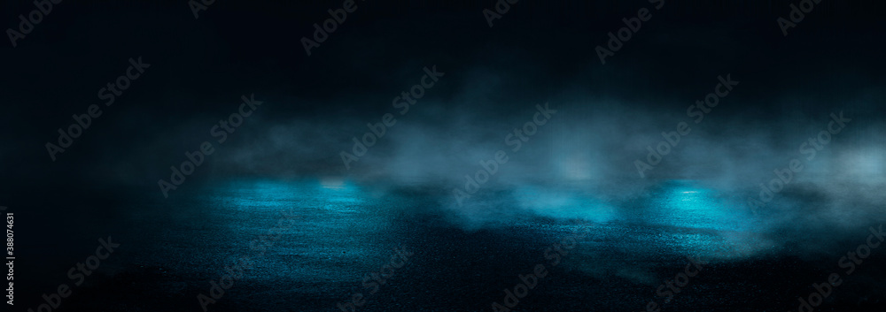 Dark abstract background. Empty dark street background at night. Spotlight reflects on the asphalt, blurry night lights. Smoke, fog. Dark abstract background. Empty dark street background at night. Spotlight reflects on the asphalt, blurry night lights. Smoke, fog.