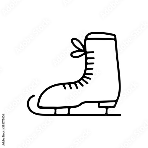 Hand drawn doodle skates isolated on white background. Vector flat illustration. Design for winter holiday cards, banners, posters, web design.