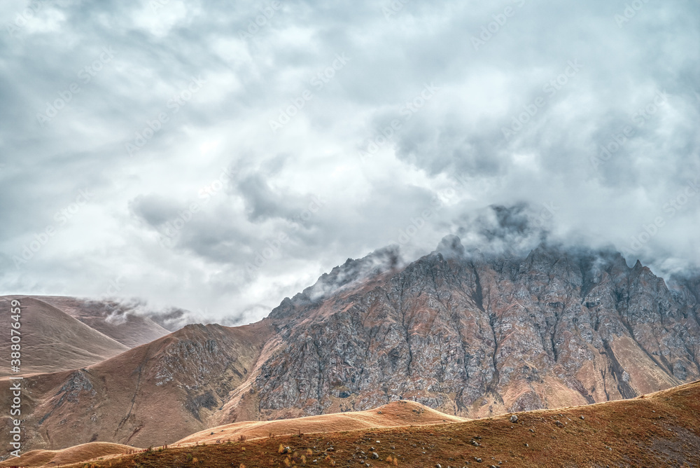 Hidden peak and autumn landscape Hidden peak and autumn landscape