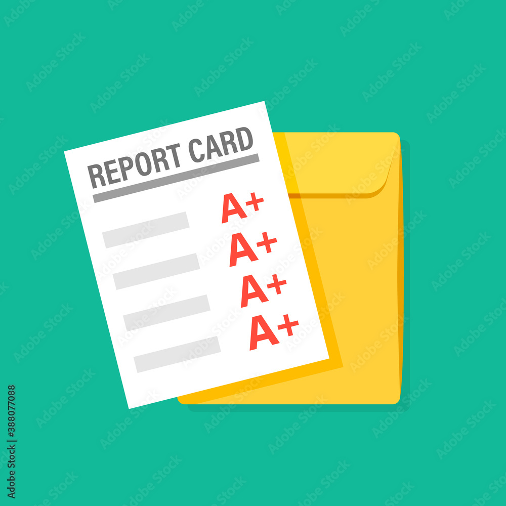 A plus report card illustration. Clipart image. Stock Vector | Adobe Stock