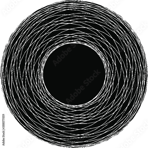 Circular texture. Distressed uneven grunge background. Abstract vector illustration. Overlay to create interesting effect and depth. Isolated on white background. EPS10.