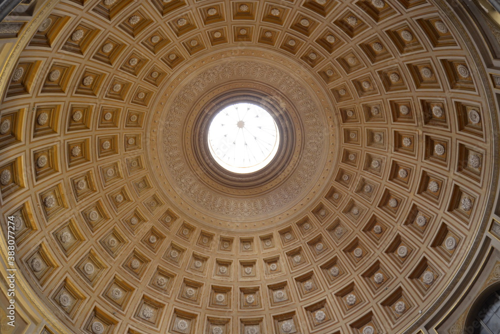 Close-up photo of the pantheon dome from the inside