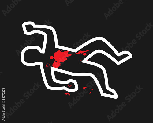 Body outline crime scene illustration. Clipart image.