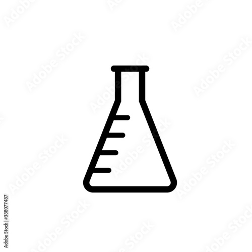 Empty erlenmeyer flask line icon. Clipart image isolated on white background.