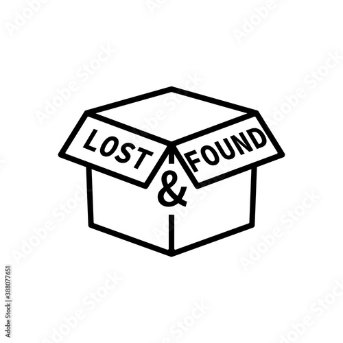 Lost and found line icon. Clipart image isolated on white background.