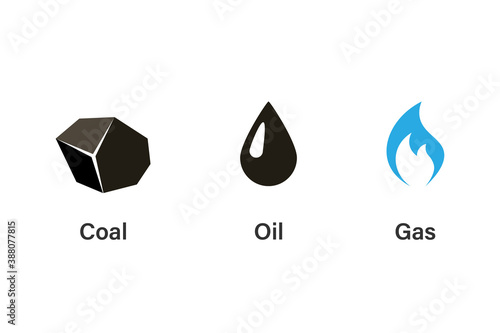 Coal oil gas symbol icon set. Clipart image isolated on white background.