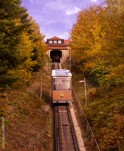 Canvastavla The Merkur cable railway near Baden Baden, Baden Wuerttemberg, Germany