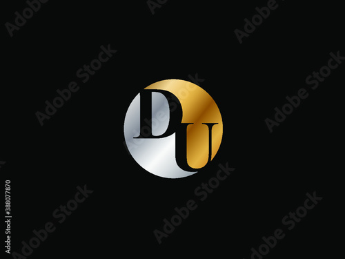 DU initial logo letter with circle shape Gold silver color vector design, logo design for business name.