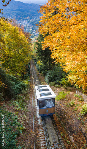 Canvastavla The Merkur cable railway near Baden Baden, Baden Wuerttemberg, Germany