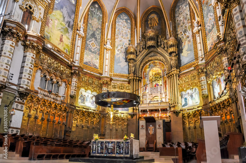 Montserrat monastery interiors outside Barcelona, Spain