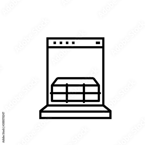 Empty dishwasher line icon. Clipart image isolated on white background.