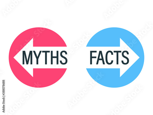 Facts vs Myths concept. Clipat image.