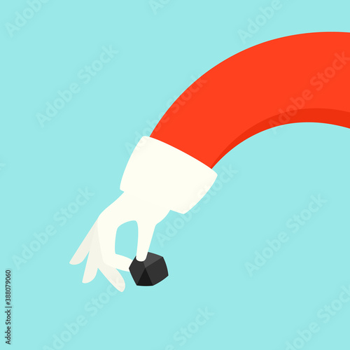 Santa with coal illustration. Clipart image.