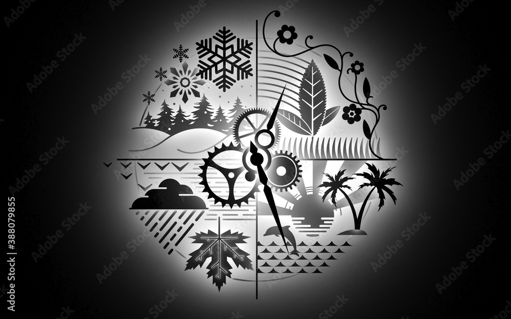 Circle of life black wallpaper. All seasons cycle symbol. Spring ...