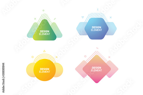 Geometric graphic design elements. Vector shapes with abstract geometric lines for text. Template for usage in presentations, web design, websites, magazines, labels, marketing and business