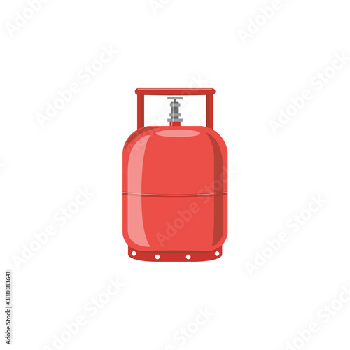 Icon of a flammable red gas cylinder a flat cartoon isolated vector illustration