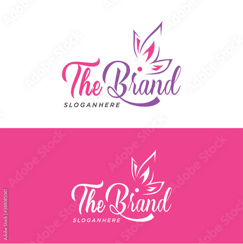 Butterfly logo Saloon Design Vector Stock. Spa and Cosmetics Salon beauty logo design concept template