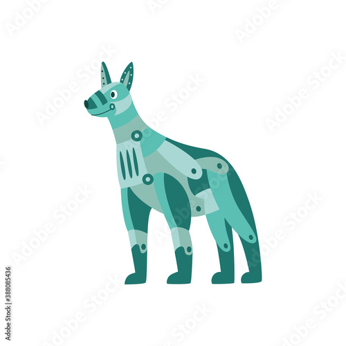 Character of robot dog fancy image, flat vector illustration isolated on white.