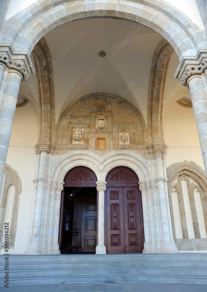 Portico of the church of San Francisco in Évora, Portugal. Inside is the famous Capela dos Ossos (Chapel of Bones).