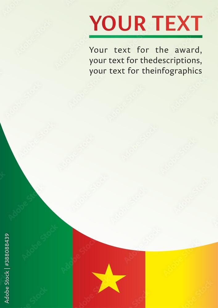 Flag of Cameroon, template for the award, an official document with the flag and symbol of Republic of Cameroon Flag of Cameroon, template for the award, an official document with the flag and symbol of Republic of Cameroon