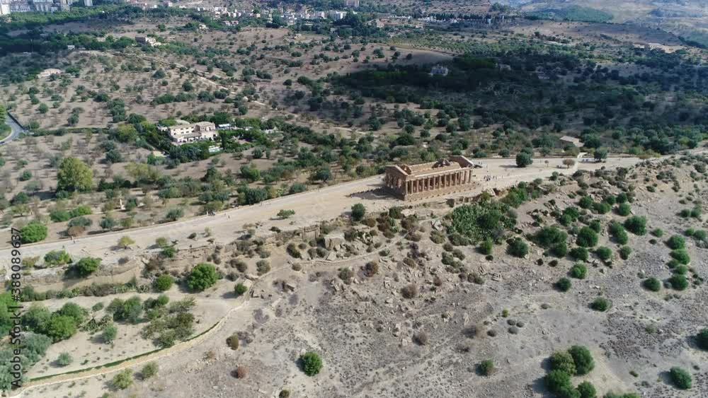 Aerial view of the Temple of Concordia is an ancient Greek building in the Valle dei Templi in Agrigento at the south coast of Sicily Italy it is the one of best preserved temples in general 4k Aerial view of the Temple of Concordia is an ancient Greek building in the Valle dei Templi in Agrigento at the south coast of Sicily Italy it is the one of best preserved temples in general 4k