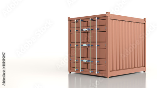 Copper color freight container isolated on white.