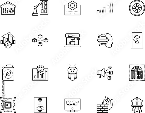 technology vector icon set such as: assignment, tower, artistic, project, personal, ecology, mandate, relaxation, block, hotel, banking, scanner, bio, rechargeable, message, promotion, company