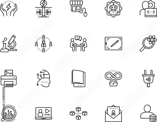 technology vector icon set such as: think, house, minimal, pen, bandwidth, board, scientific, young, businessman, studying, networking, deadline, virus, mechanical, antivirus, bitcoin, station