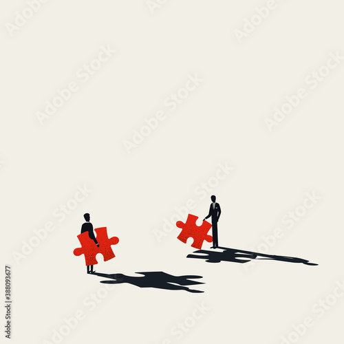 Business solution, strategy and planning vector concept. Symbol of negotiation, success, merger.