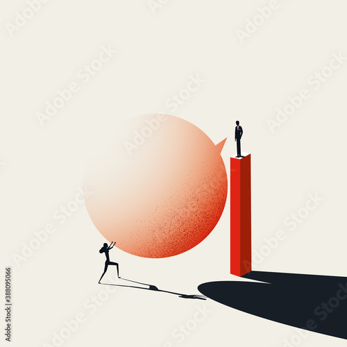 Mansplaining vector concept illustration. Man overly explaining to woman. Symbol of humiliation, degrading.