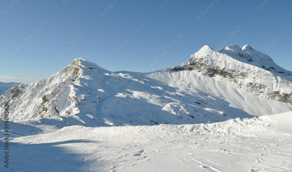 Snow covered mountains in France Snow covered mountains in France