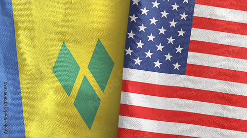 Fototapeta Naklejka Na Ścianę i Meble -  United States and Saint Vincent and the Grenadines two flags cloth 3D rendering