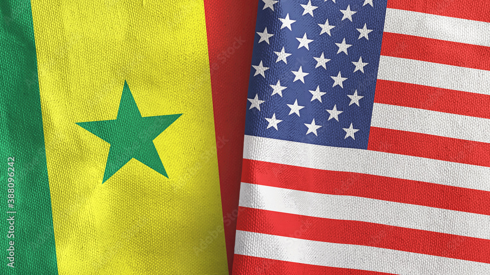 Obraz premium United States and Senegal two flags textile cloth 3D rendering