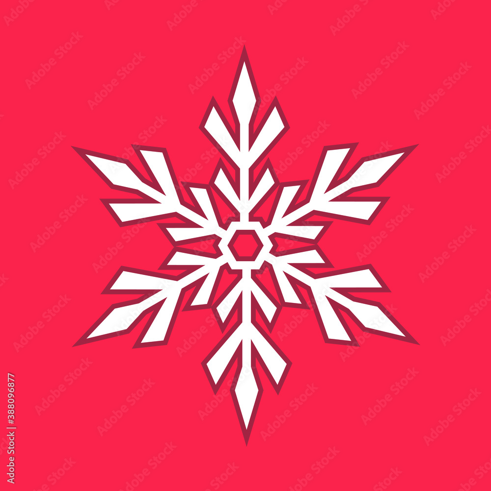 White snowflake on a red background. snowflake icon. Sign design. Christmas and winter theme. Simple flat illustration. White snowflake on a red background. snowflake icon. Sign design. Christmas and winter theme. Simple flat illustration.