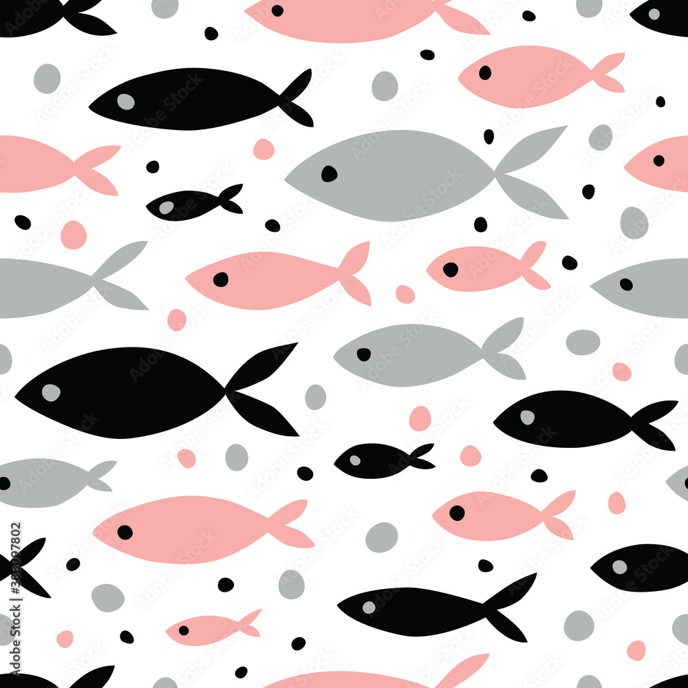 Simple seamless pattern with stylized tropical fish. Simple seamless pattern with stylized tropical fish.
