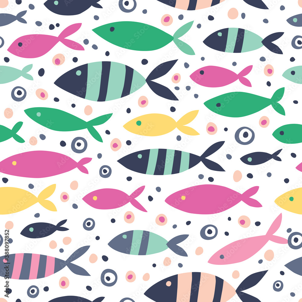 Simple seamless pattern with stylized tropical fish. Simple seamless pattern with stylized tropical fish.