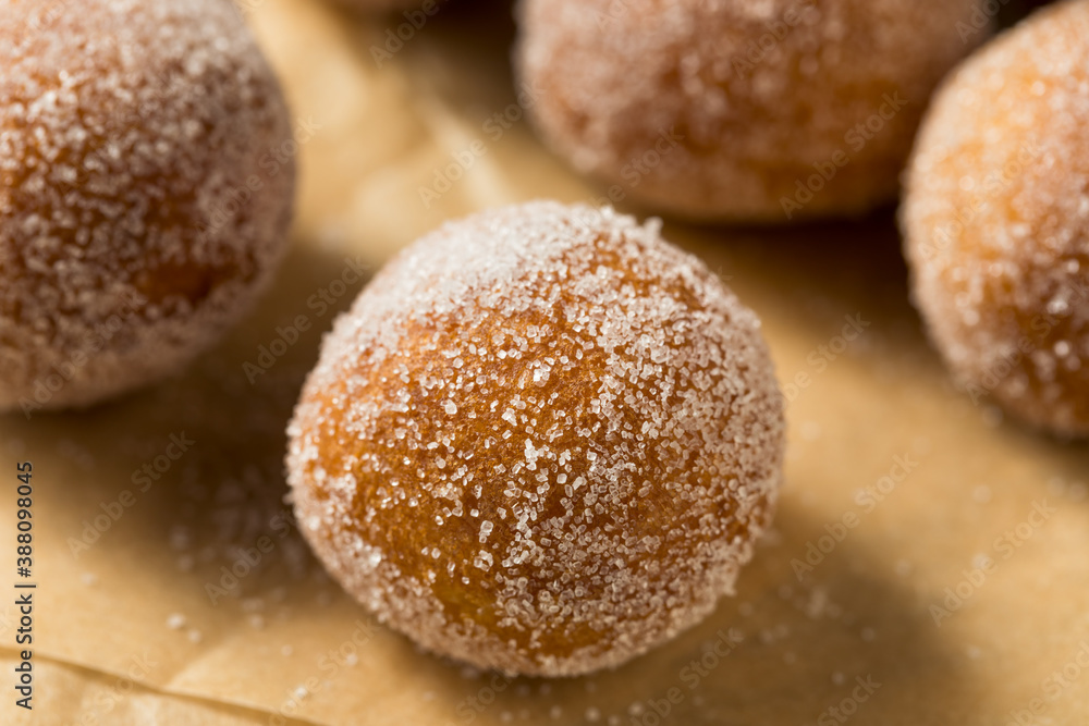 Homemade Fried Cake Donut Holes with Sugar